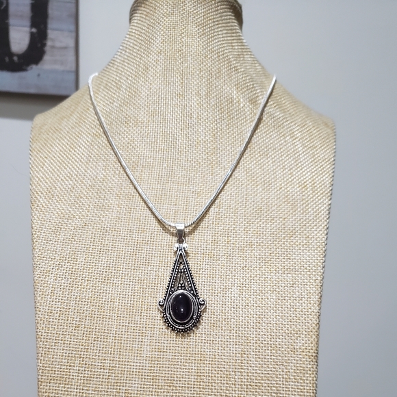 Amethyst Gemstone 925 Vintage Pendant Necklace - Picture 4 of 10